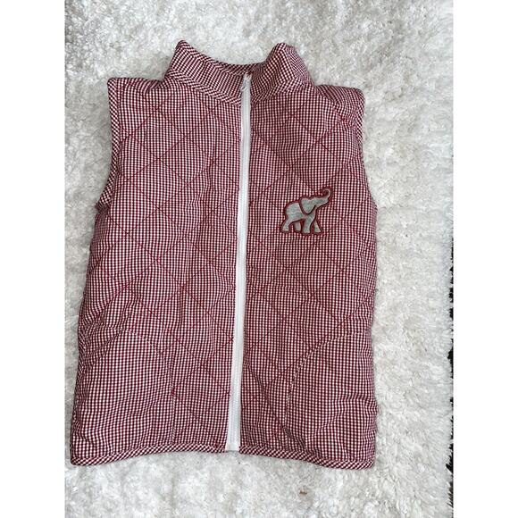 Smock Monkey boys sz. 4 red gingham elephant design quilted (light) winter vest. - Picture 1 of 7